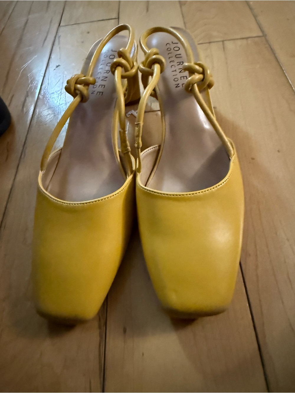 Journee Collection Yellow Knot-Detail Slingback Mules